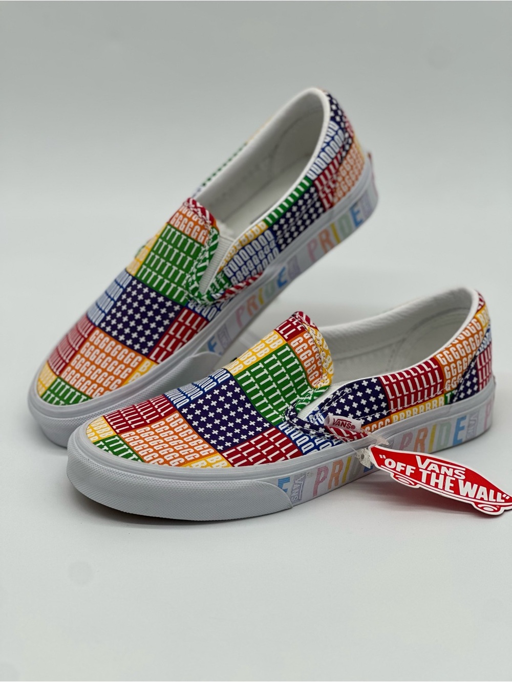 Vans  Slip-On Sneakers - Rainbow Multicolor Checkerboard